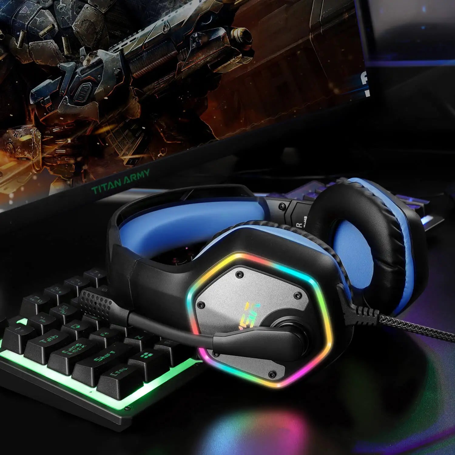 Casque Gaming EKSA E1000 7.1 Surround RGB pour PC, PS4, PS5 – Micro Antibruit, USB