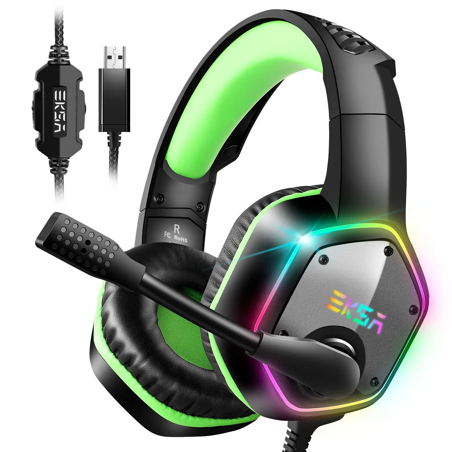 Casque Gaming EKSA E1000 7.1 Surround RGB pour PC, PS4, PS5 – Micro Antibruit, USB