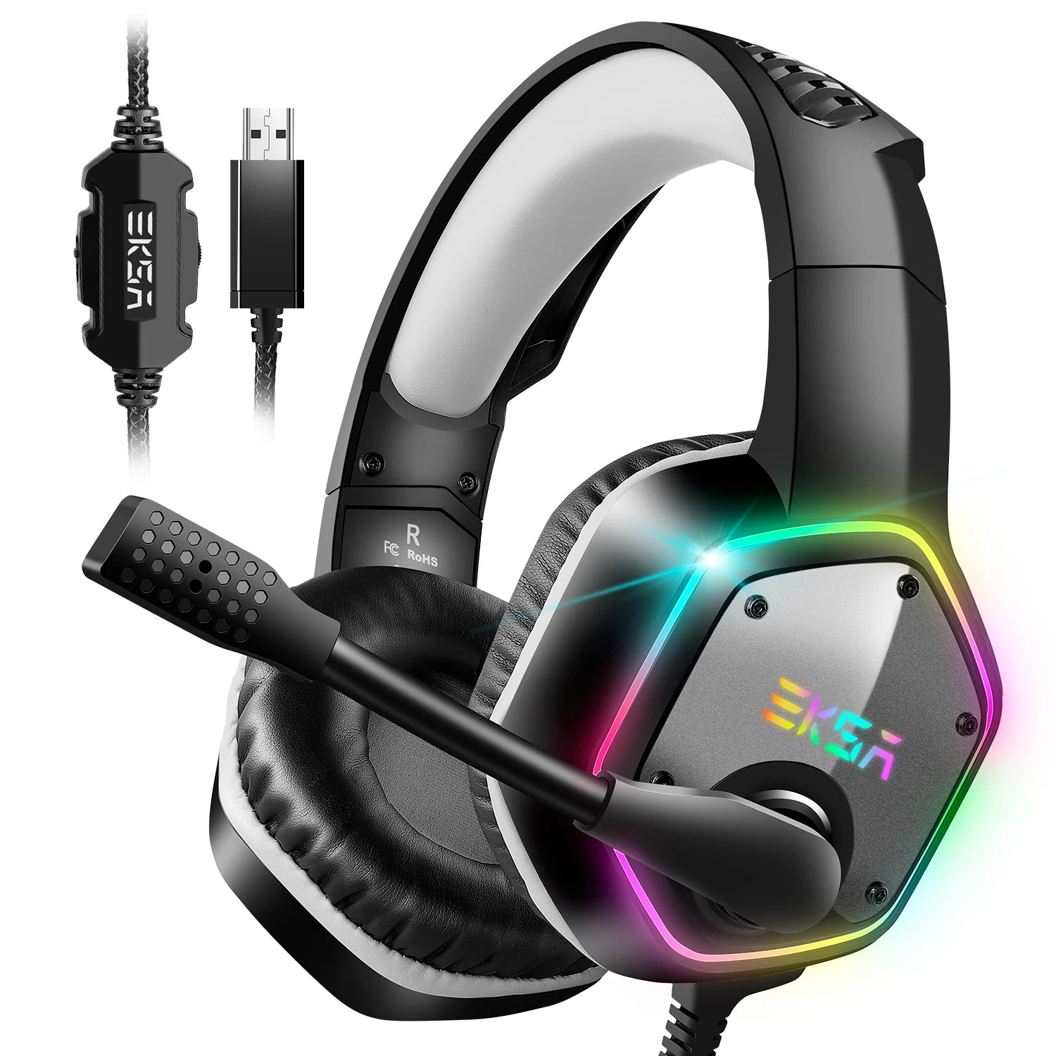 Casque Gaming EKSA E1000 7.1 Surround RGB pour PC, PS4, PS5 – Micro Antibruit, USB