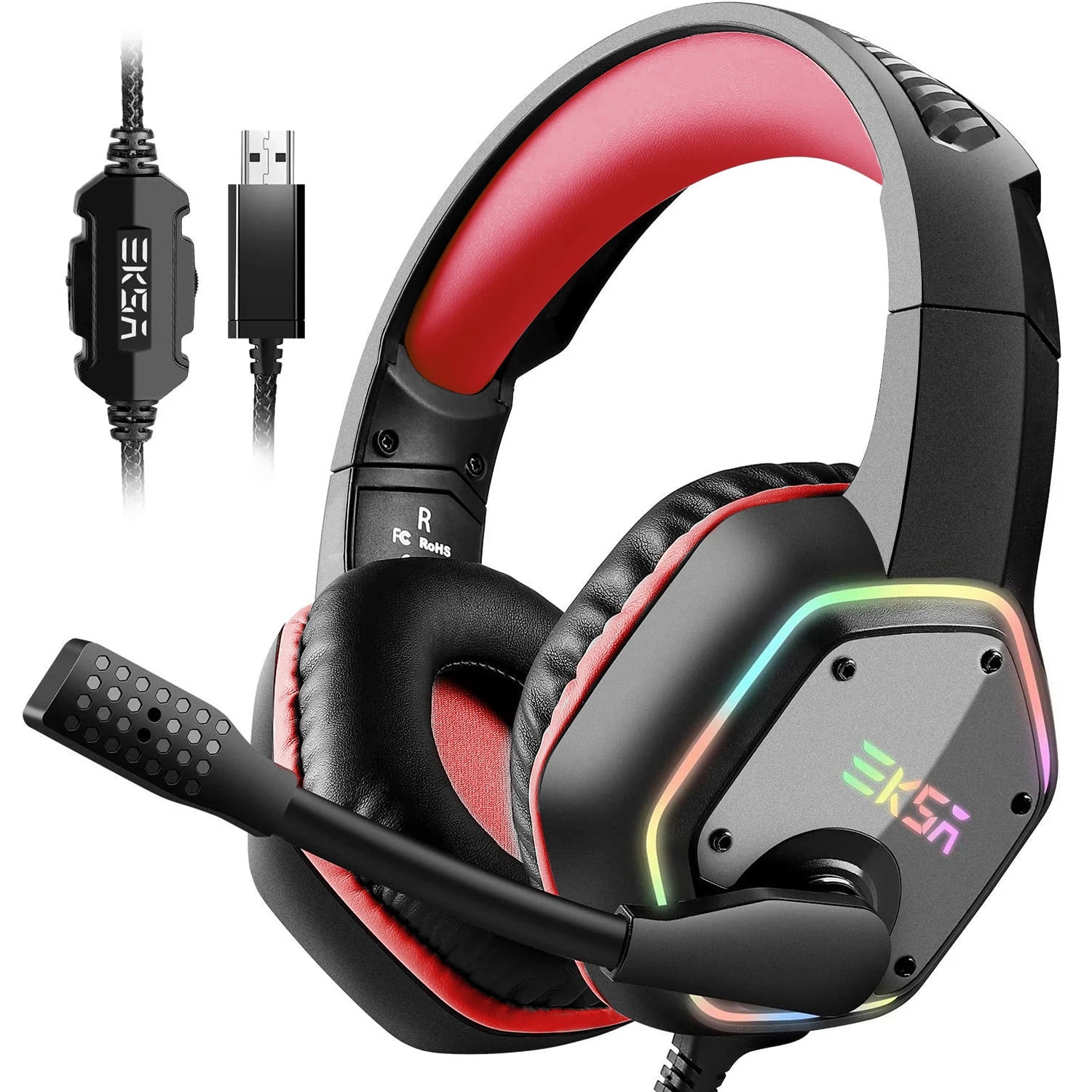 Casque Gaming EKSA E1000 7.1 Surround RGB pour PC, PS4, PS5 – Micro Antibruit, USB